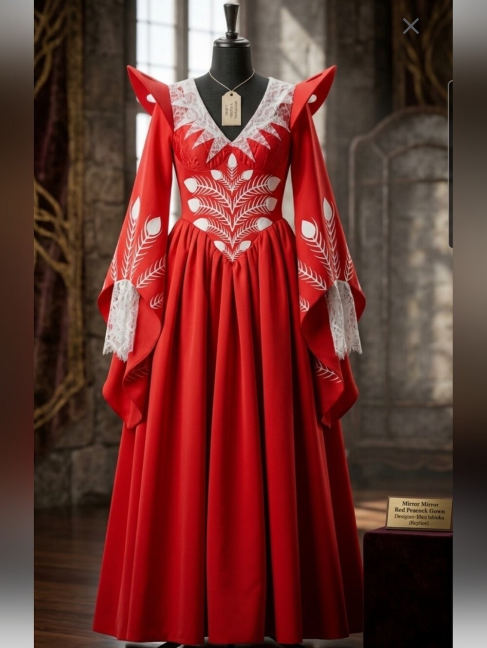 Seasonal Visions Red Peacock Queen Costume Dress Medieval Fantasy Large